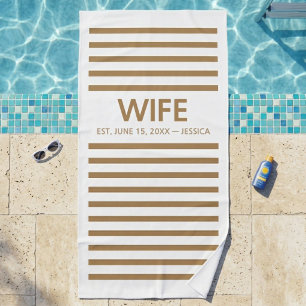 Personalized Wifey & Hubby Est. 2026 Beach Towel