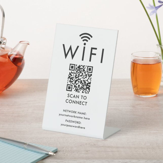 Personalized Wifi Password and Network QR Code Pedestal Sign (In SItu)