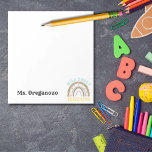 Personalized Wild about Teaching Boho Rainbow Notepad<br><div class="desc">Personalized Wild about Teaching Boho Rainbow Notepad Great for your favourite teacher, or for yourself, if you're the teacher. This notepad is a great size, and fully customizable! The sturdy paper and simplistic yet cute design with animal print and pun is just what every teacher needs to keep all her...</div>
