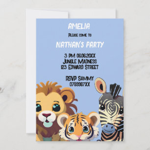 Personalized Wild Animal Birthday Party  Invitation