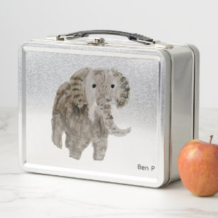 Personalized Wild Animal Grey Elephant Metal Lunch Box