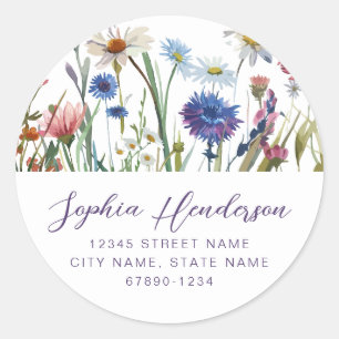 Personalized Wild Flowers Round Stickers