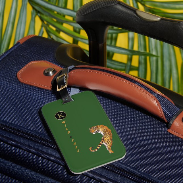 Personalized Wild & Free Like Tigers Monogram Luggage Tag (Front Insitu 1)