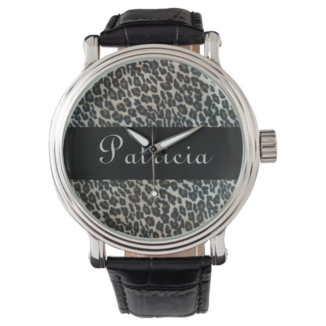 Personalized Wild Leopard Print Watch (Front)