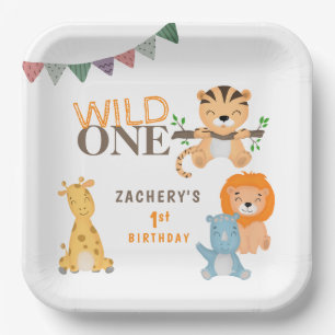 Personalized Wild ONE 1st First Birthday Paper Plate