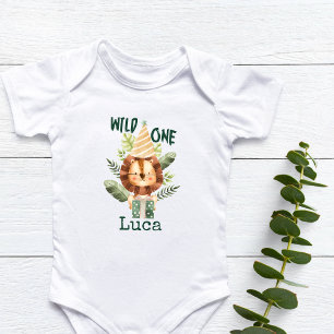 Personalized Wild One Baby Lion Bodysuit