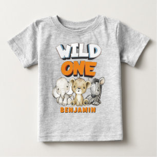 Personalized Wild One Comics Safari First Birthday Baby T-Shirt