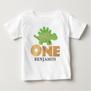 Personalized WILD ONE Dinosaur First Birthday  Bab Baby T-Shirt