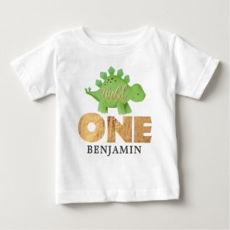 Personalized WILD ONE Dinosaur First Birthday Bab Baby T-Shirt