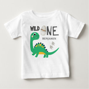 Personalized WILD ONE Dinosaur First Birthday  Baby T-Shirt