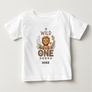 Personalized Wild One First Baby Birthday Lion T-Shirt