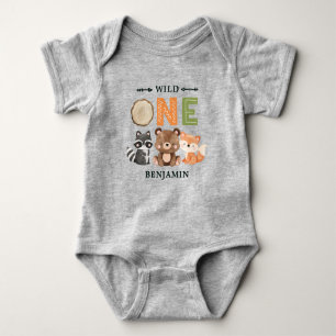 Personalized WILD ONE First Forest Birthday Baby Bodysuit