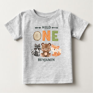 Personalized WILD ONE First Forest Birthday Baby T T-Shirt