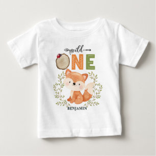 Personalized WILD ONE First Forest Fox Baby T-Shir T-Shirt