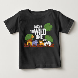 Personalized WILD ONE Green Safari 1st Birthday Baby T-Shirt