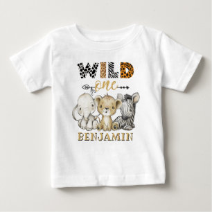 Personalized WILD ONE Jungle First Birthday Baby T-Shirt