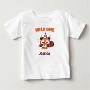 Personalized Wild One Red Panda First Birthday Baby T-Shirt