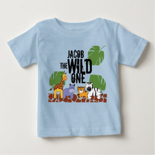 Personalized WILD ONE Safari blue First Birthday Baby T-Shirt