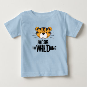 Personalized WILD ONE Tiger First Birthday Baby T-Shirt