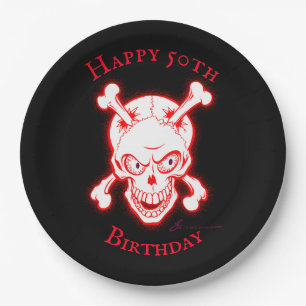 Personalized Wild Red Skull Paper Plate