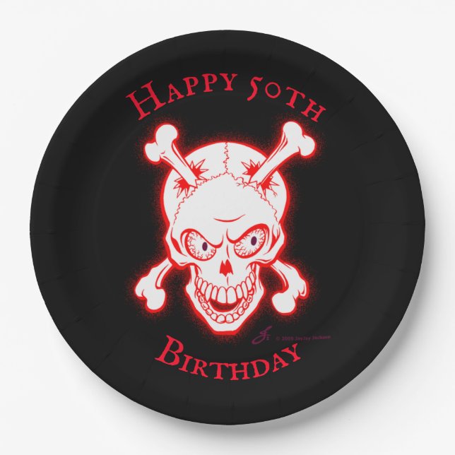 Personalized Wild Red Skull Paper Plate (Front)