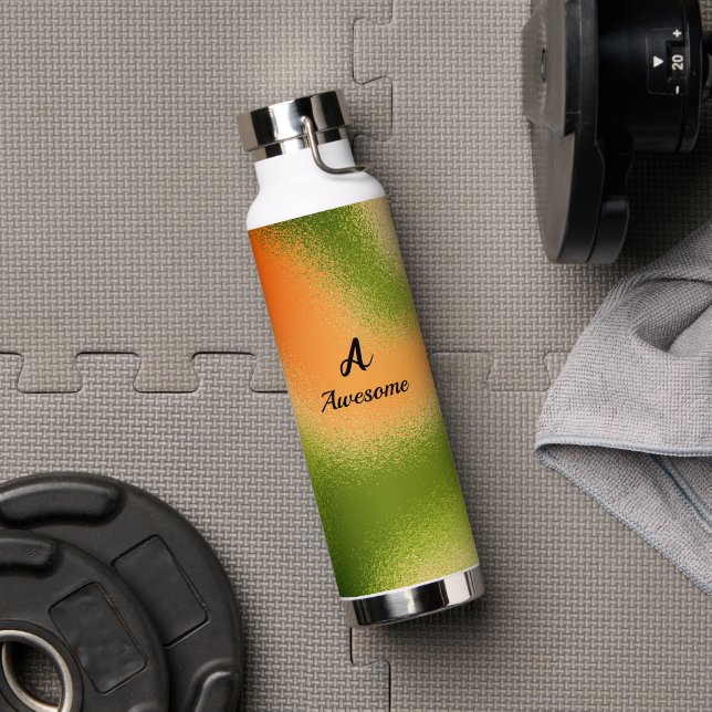 Personalized Wild Rusty Olive Green Water Bottle (Gym (Rotated))