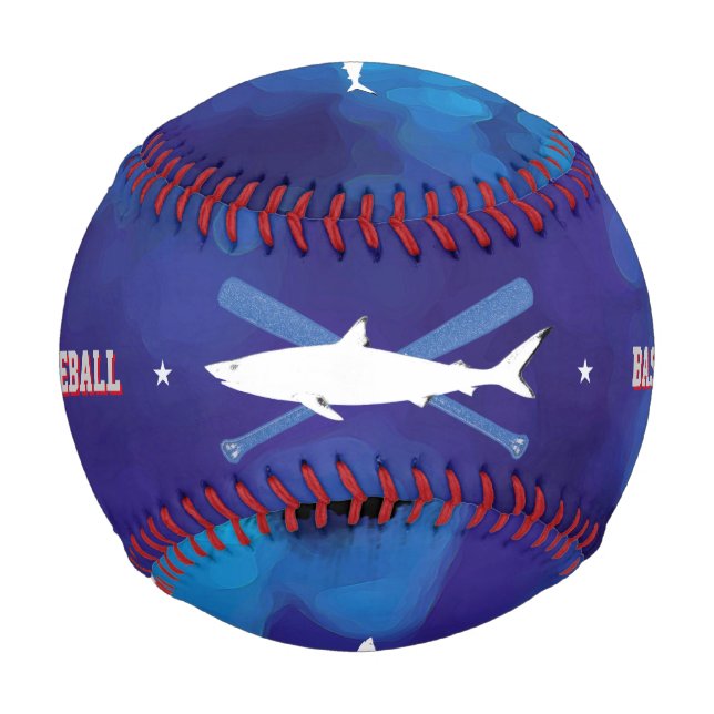 personalized wild shark blue baseball (Front)