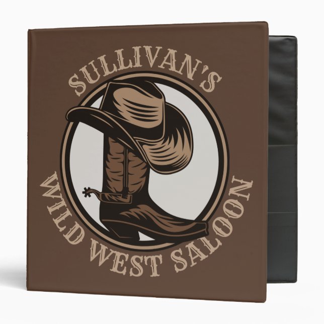 Personalized Wild West Saloon Western Cowboy Boots Binder (Front/Inside)