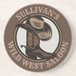 Personalized Wild West Saloon Western Cowboy Boots Coaster<br><div class="desc">Customizable NAME Western Cowboy Hat, Boots and Spurs Wild West Saloon Rodeo design. Personalize with your Name or Custom Text!</div>