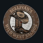 Personalized Wild West Saloon Western Cowboy Boots Dartboard<br><div class="desc">Customizable NAME Western Cowboy Hat,  Boots and Spurs Wild West Saloon Rodeo design. Personalize with your Name or Custom Text!</div>
