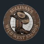 Personalized Wild West Saloon Western Cowboy Boots Dartboard<br><div class="desc">Customizable NAME Western Cowboy Hat,  Boots and Spurs Wild West Saloon Rodeo design. Personalize with your Name or Custom Text!</div>
