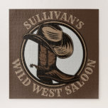 Personalized Wild West Saloon Western Cowboy Boots Jigsaw Puzzle<br><div class="desc">Customizable NAME Western Cowboy Hat,  Boots and Spurs Wild West Saloon Rodeo design. Personalize with your Name or Custom Text!</div>