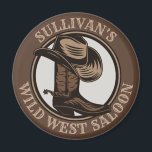 Personalized Wild West Saloon Western Cowboy Boots Magnet<br><div class="desc">Customizable NAME Western Cowboy Hat, Boots and Spurs Wild West Saloon Rodeo design. Personalize with your Name or Custom Text!</div>