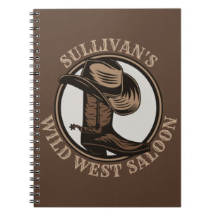 Personalized Wild West Saloon Western Cowboy Boots Notebook