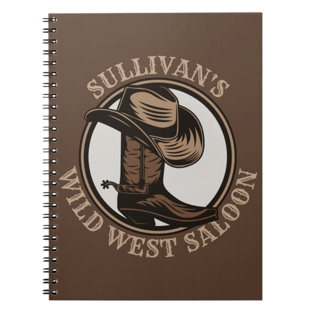 Personalized Wild West Saloon Western Cowboy Boots Notebook (Front)