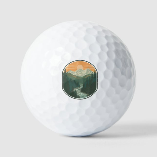 Personalized Wilderness Explorer Retro Mountain  Golf Balls (Front)