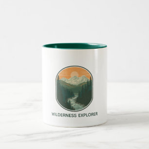 Personalized Wilderness Explorer Retro Mountain Two-Tone Coffee Mug