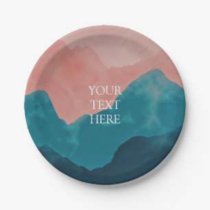 Personalized Wilderness Pink Teal Blue Birthday Paper Plate