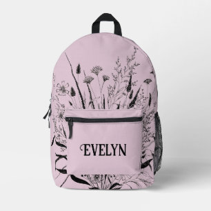 Personalized Wildflower Backpack Dusty Pink