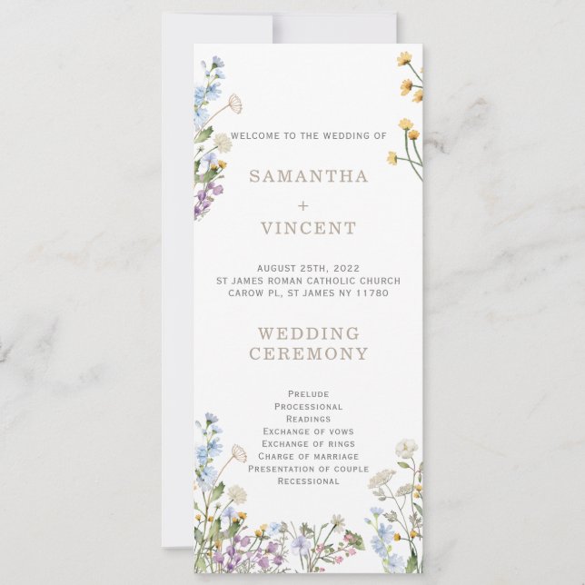 Personalized Wildflower Boho Program Template (Front)