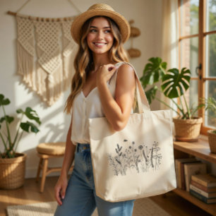 Personalized Wildflower Botanical Art Tote Bag