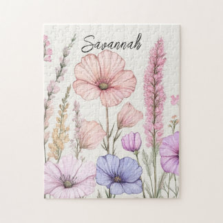 Personalized Wildflower Botanical  Jigsaw Puzzle