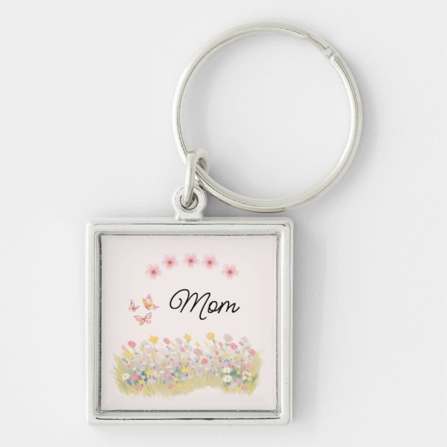 Personalized Wildflower Butterfly Design Keychain (Front)