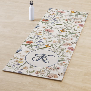 Personalized Wildflower Butterfly Floral Garden Yoga Mat
