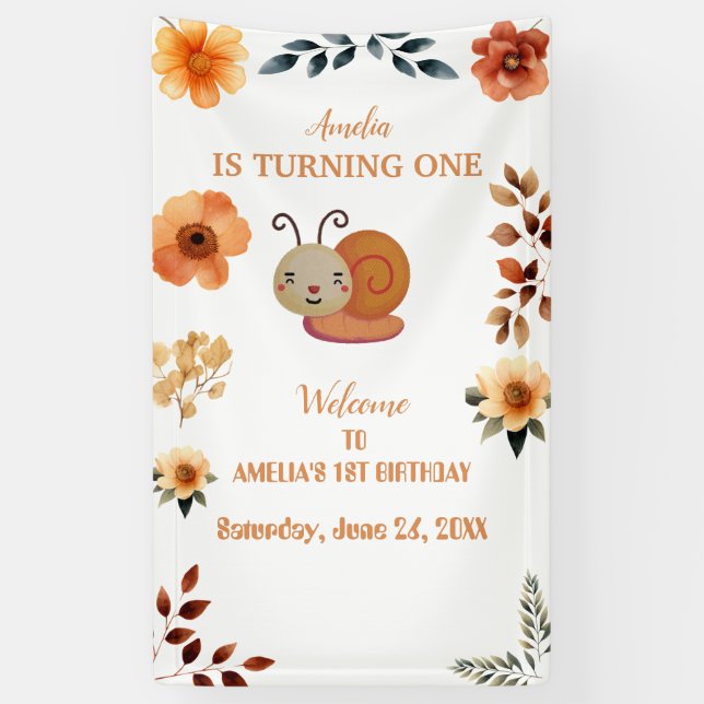 Personalized wildflower decorations 1st birthday banner (Vertical)
