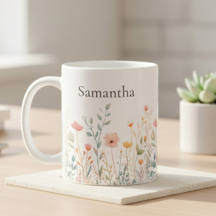 Personalized Wildflower Everyday Coffee Mug