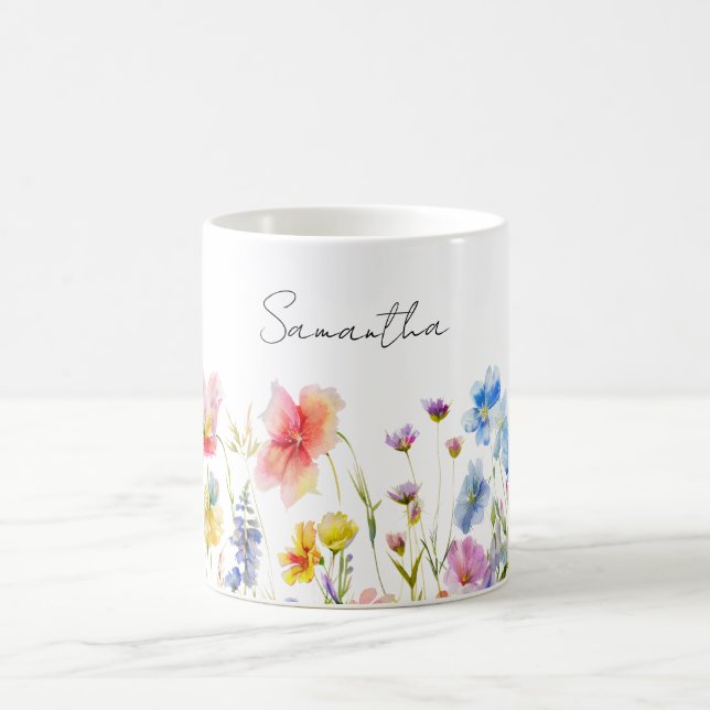 Personalized Wildflower Floral  Coffee Mug (Center)