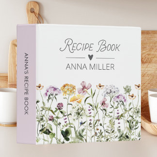 Personalized Wildflower Floral Garden Recipe Binder