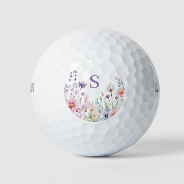 Personalized Wildflower Floral  Golf Balls (Front)