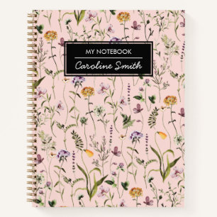 Personalized Wildflower Garden Floral Pattern Notebook